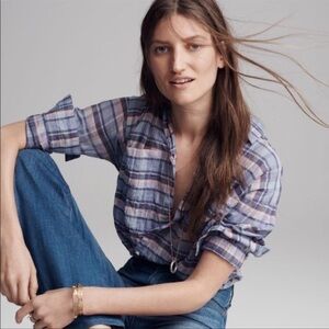 Madewell Plaid Shrunken Trapeze Shirt Sz M